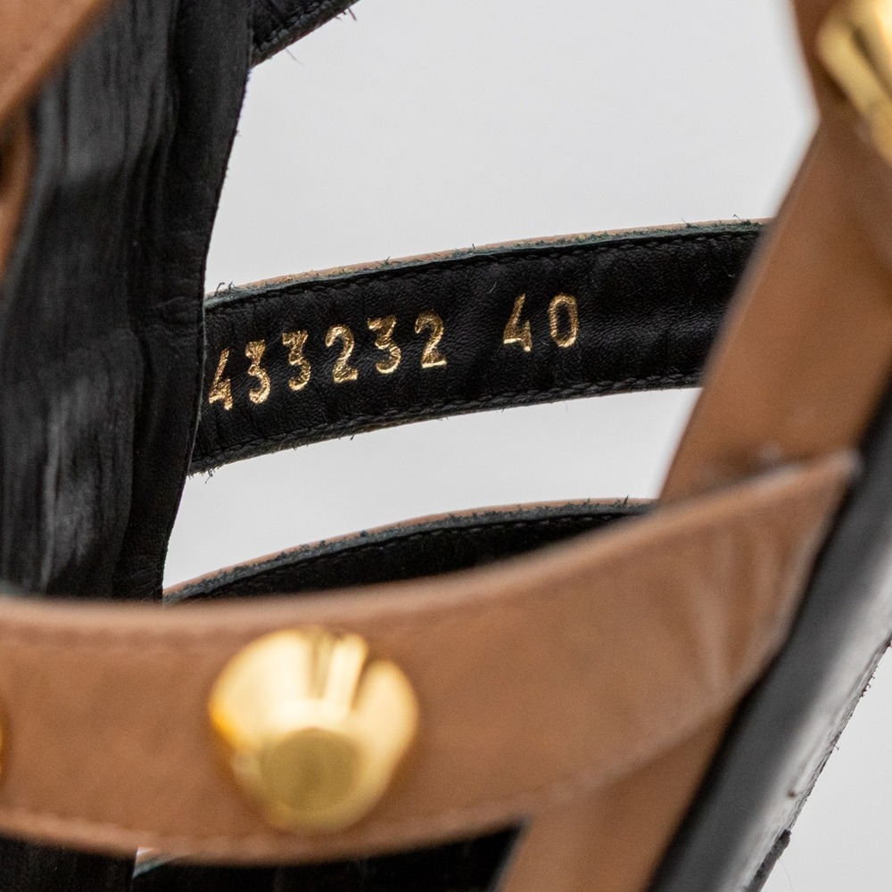 Balenciaga Women's Gladiator Sandals – Brown Leather  Gold Studs –Sz EU 40/US 10 - Picture 11 of 12